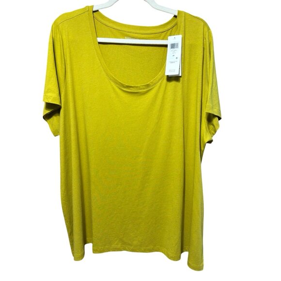 NWT Eileen Fisher Organic Cotton Round Neck Short Sleeves Fern Staple Tee 3X - Picture 2 of 5